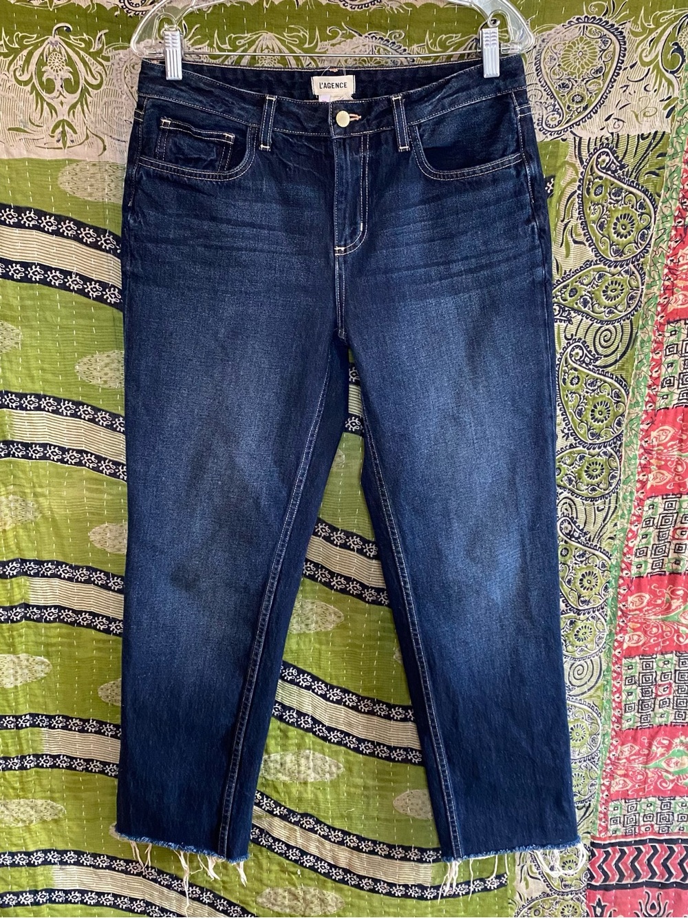 L'Agence Grainger Milana Stovepipe Low Rise Raw Edge Jeans Size 28 Quiet Luxury - Picture 2 of 15
